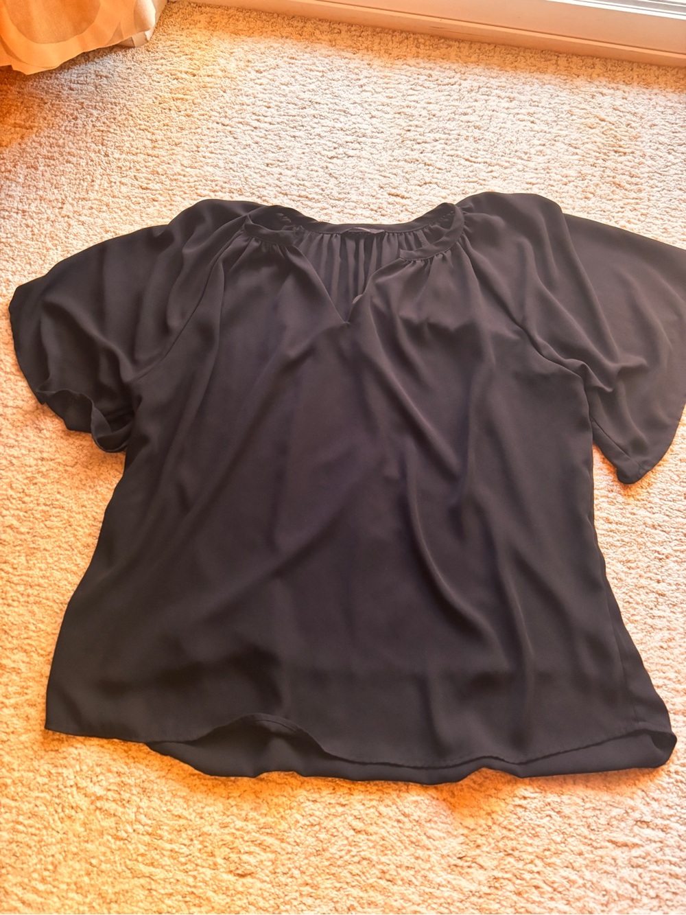 Classic Black Short-Sleeve V-Neck Blouse